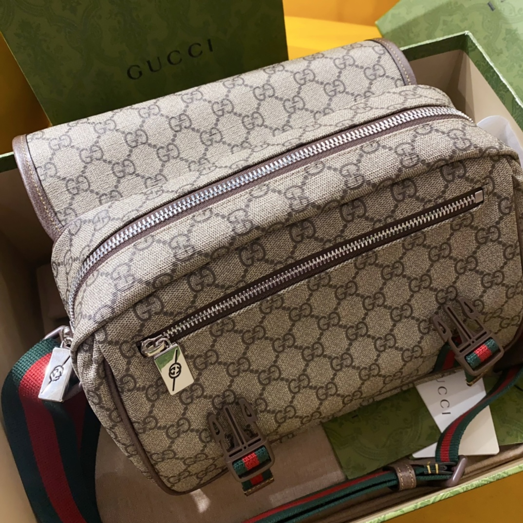 [Gucci] 구찌 GG 수프림 메신저백 베이지/에보니