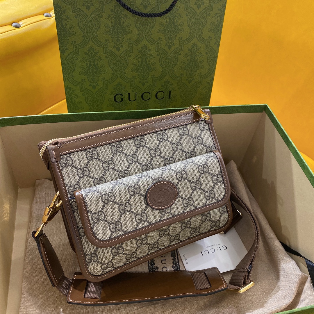 [Gucci] 구찌 GG 레트로 인터로킹 메신저백
