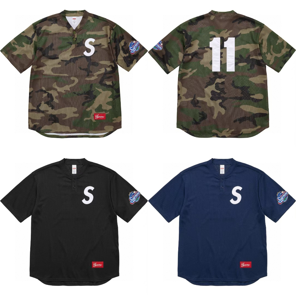 [SUPREME] 슈프림 S 로고 베이스볼 헨리 저지