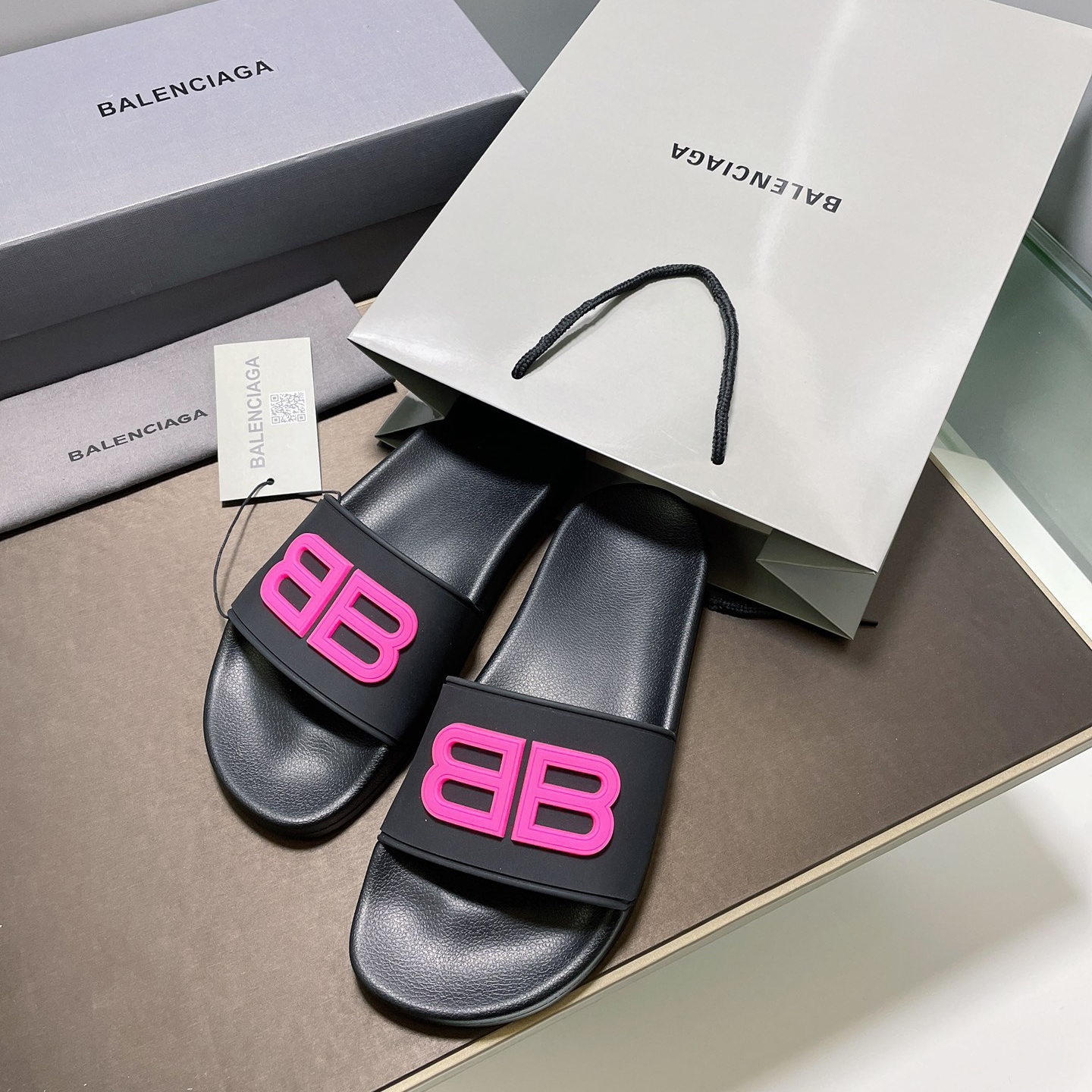 [Balenciaga] 발렌시아가 BB 로고 풀 슬라이드 -5Color