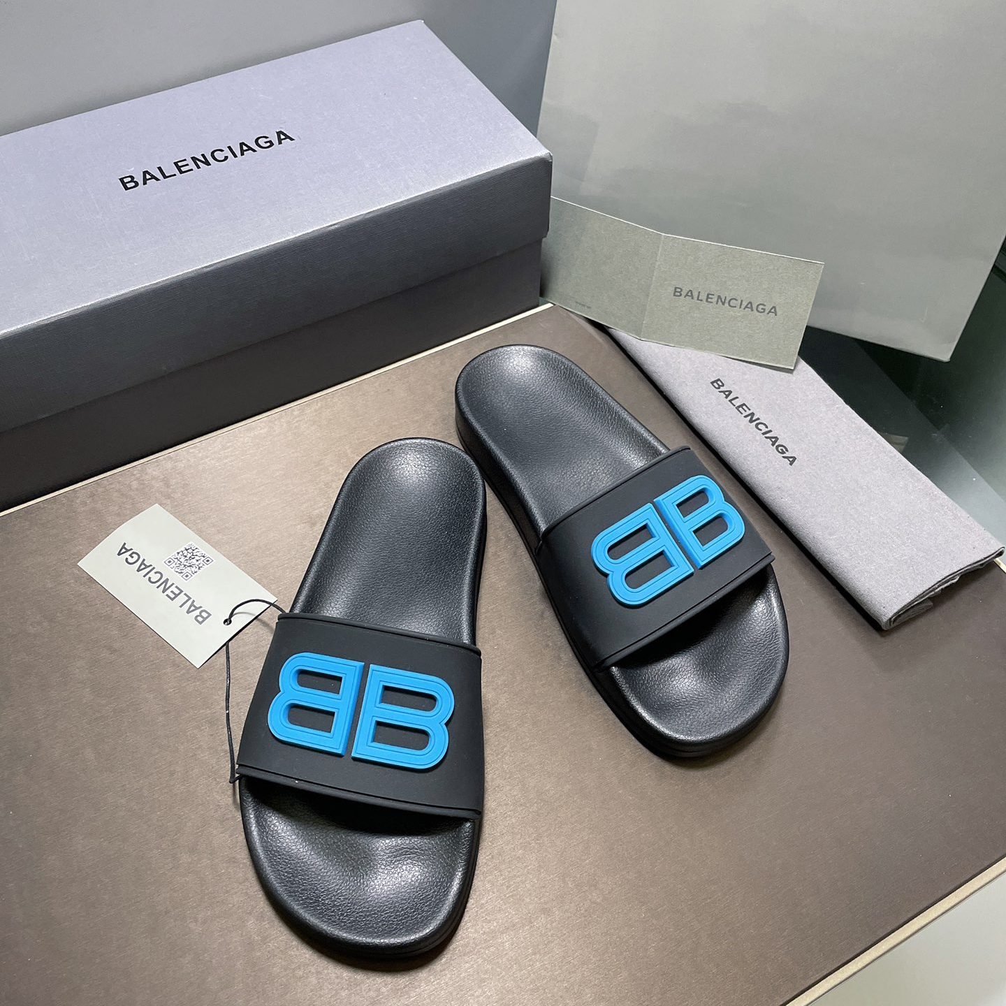 [Balenciaga] 발렌시아가 BB 로고 풀 슬라이드 -5Color
