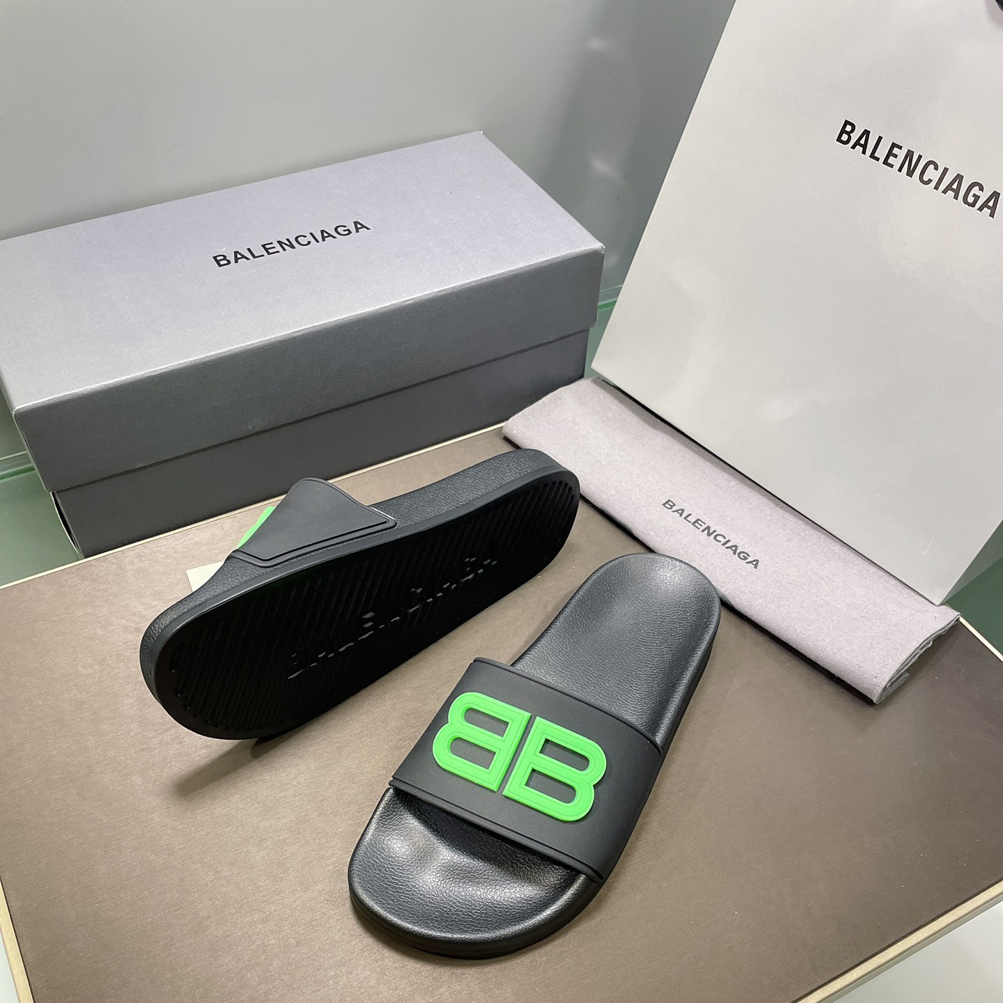 [Balenciaga] 발렌시아가 BB 로고 풀 슬라이드 -5Color