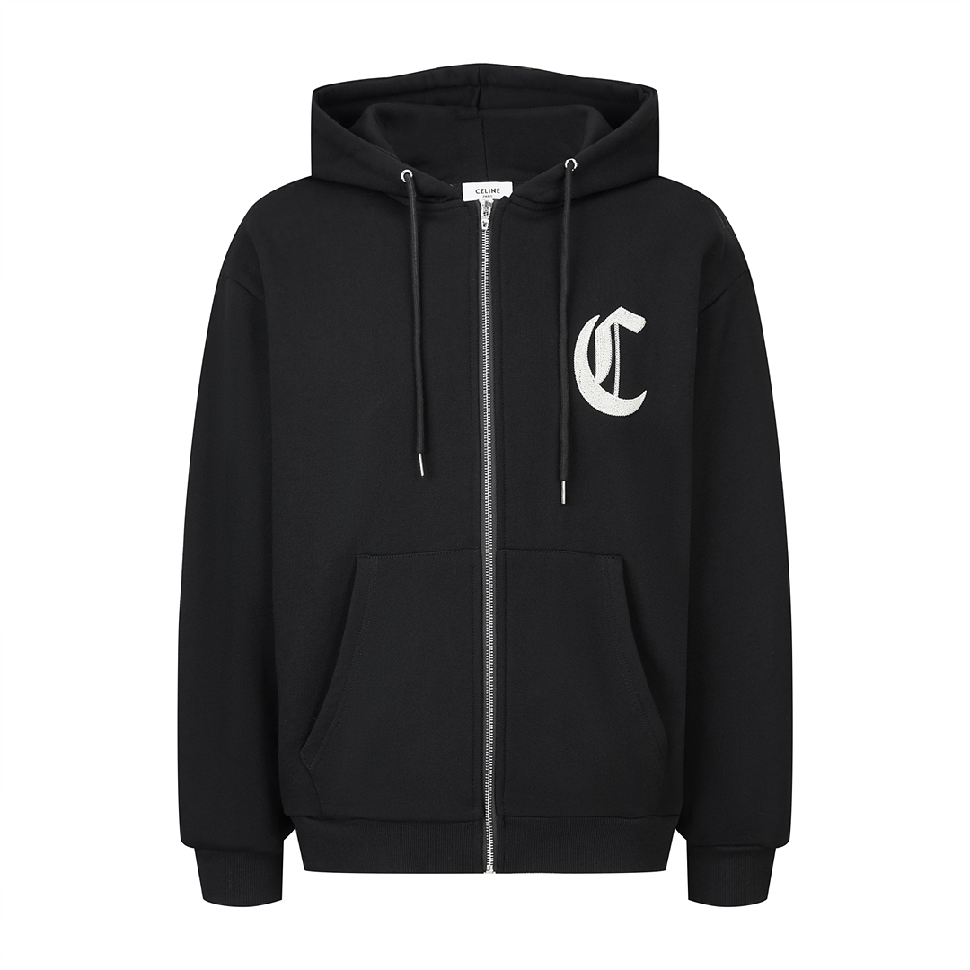[Celine] 셀린느 로고 자수 풀집업 후디
