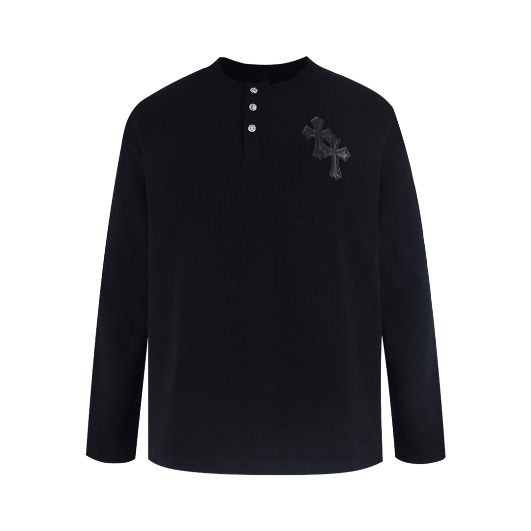[CHROME HEARTS] 크롬하츠 크로스 패치 와플 헨리넥 티셔츠