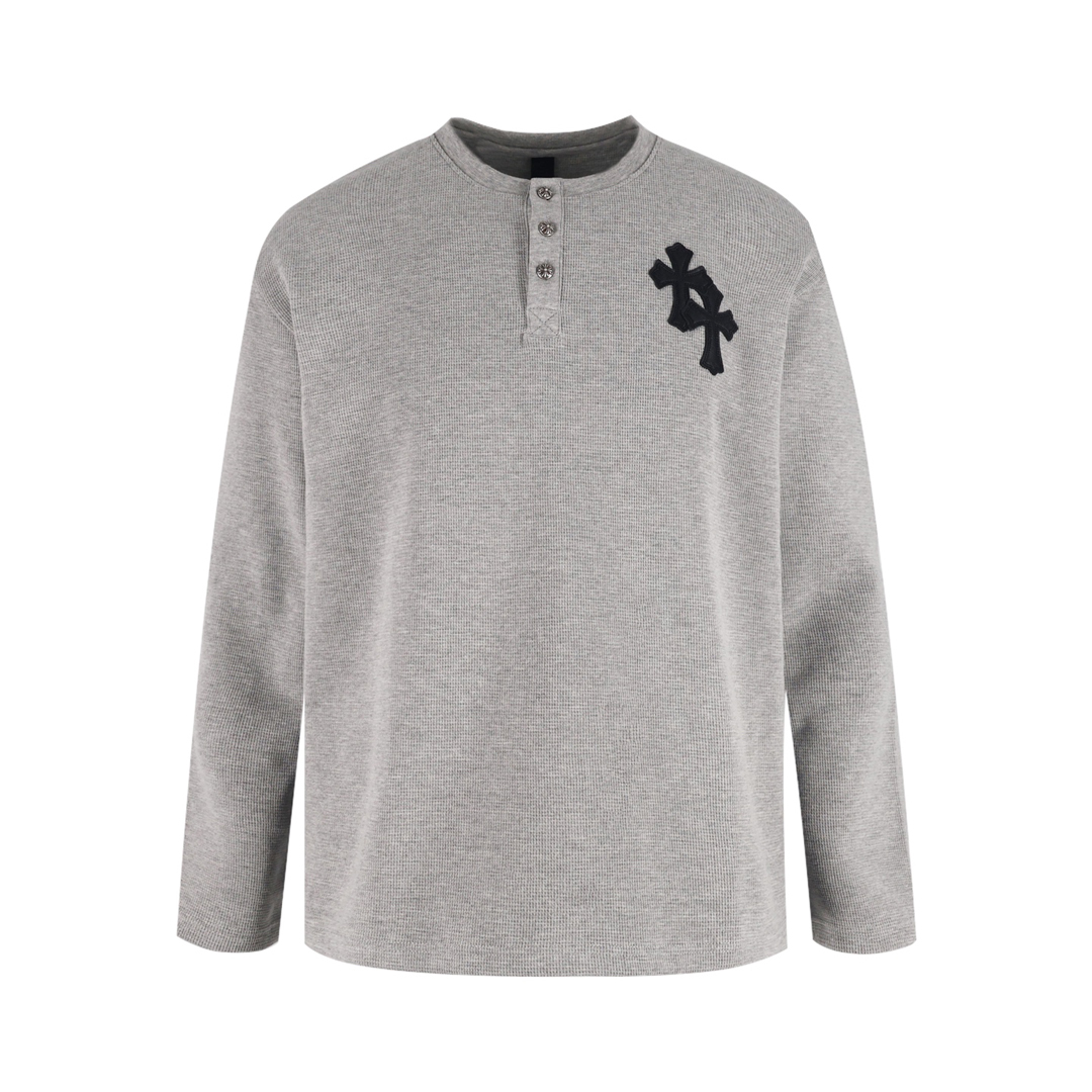 [CHROME HEARTS] 크롬하츠 크로스 패치 와플 헨리넥 티셔츠