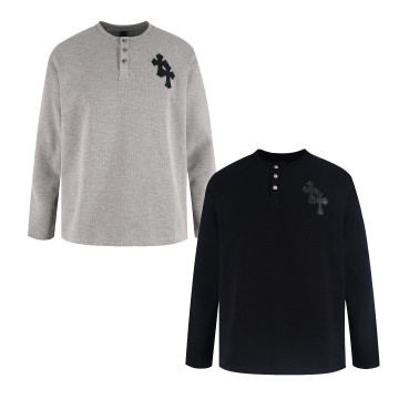 [CHROME HEARTS] 크롬하츠 크로스 패치 와플 헨리넥 티셔츠