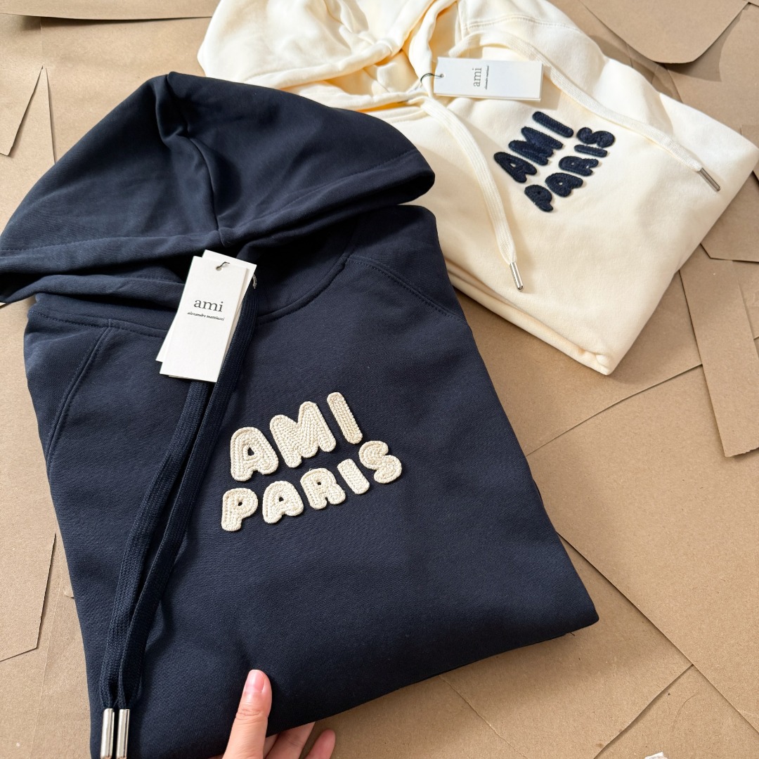 [AMI] 아미 파리 패치 코튼 후드