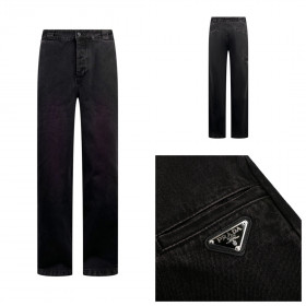 [PRADA] 프라다 트라이앵글 로고 블랙 데님 팬츠