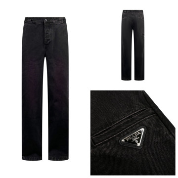 [PRADA] 프라다 트라이앵글 로고 블랙 데님 팬츠