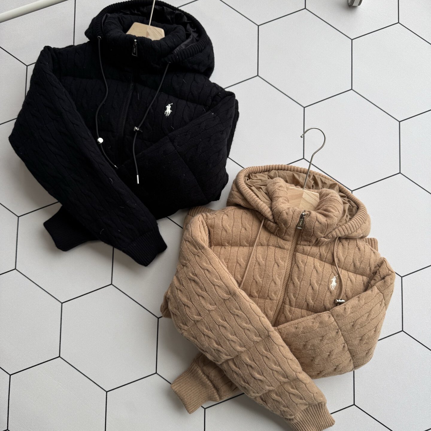 [Polo] 폴로 랄프로렌 케이블 니트 후디드 다운 코트 패딩