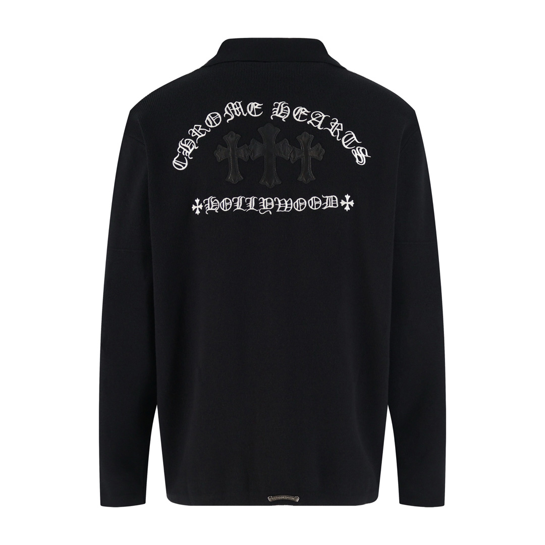 [Chrome Hearts] 크롬하츠 울 레더 패치 로고 니트 가디건