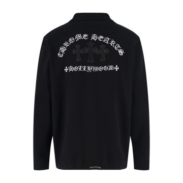 [Chrome Hearts] 크롬하츠 울 레더 패치 로고 니트 가디건