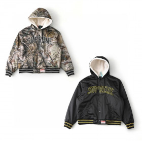 [Supreme] 슈프림 미첼 & 네스 라인드 후드 사틴 바시티 자켓