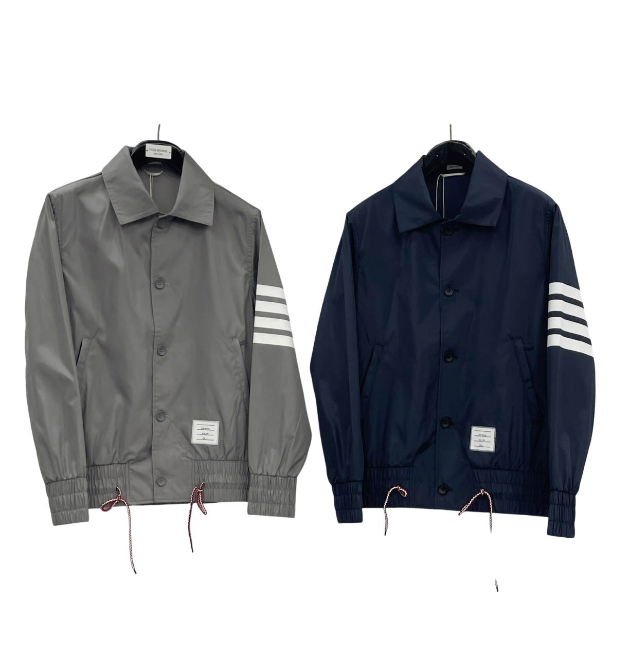 [Thom Browne] 톰브라운 솔리드 스윔 테크 사선 블루종 자켓