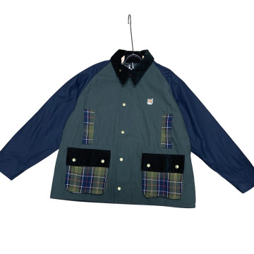 [Barbour x Maison Kitsune] 바버 x 메종 키츠네 뷰포트 패치워크 왁스 자켓