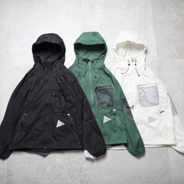 [and wander] 앤드원더  메시 포켓 후드 재킷