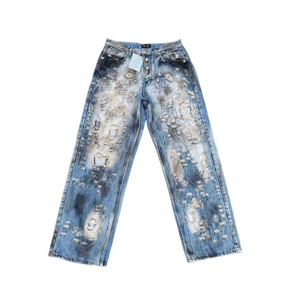 [Thug Club] 떠그클럽 하드 워시드 데미지드 데님 팬츠