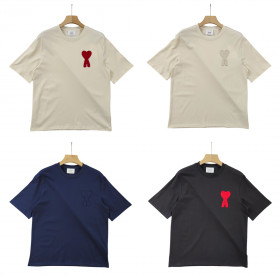 [AMI] 아미 톤온톤 하트 로고 오가닉 코튼 저지 티셔츠