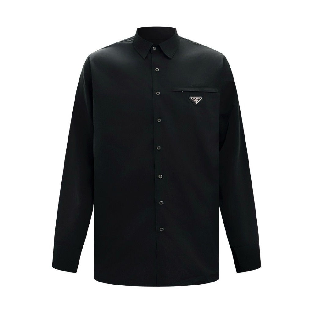 [Prada] 프라다 플레이트 로고 지퍼 포켓 셔츠