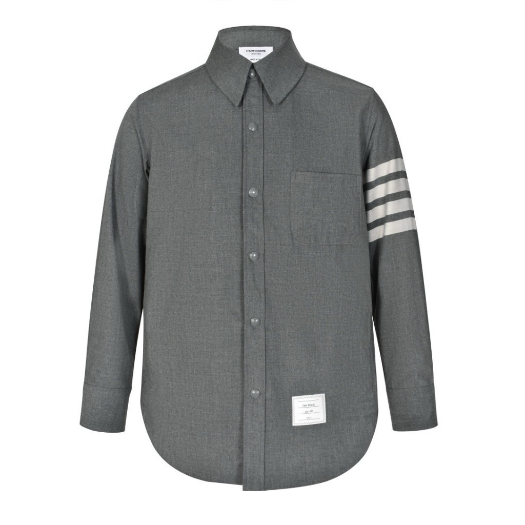 [ThomBrowne] 4bar 톰브라운 사선 암밴드 울 셔츠 자켓 - 그레이