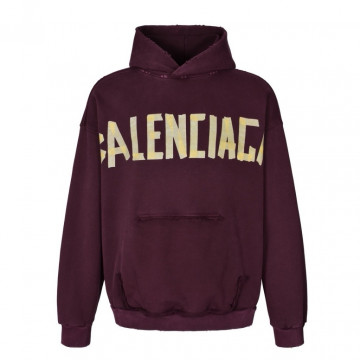 [Balenciaga] 발렌시아가 테이프 타입 립드 포켓 오버사이즈 후디 페이디드 - 버건디
