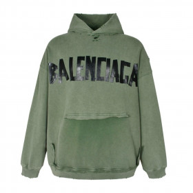 [Balenciaga] 발렌시아가 테이프 타입 립드 포켓 오버사이즈 후디 페이디드 - 다크그린