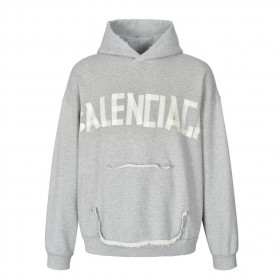 [Balenciaga] 발렌시아가 테이프 타입 립드 포켓 오버사이즈 후디 페이디드 - 그레이