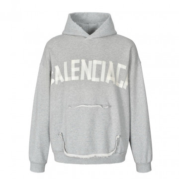 [Balenciaga] 발렌시아가 테이프 타입 립드 포켓 오버사이즈 후디 페이디드 - 그레이