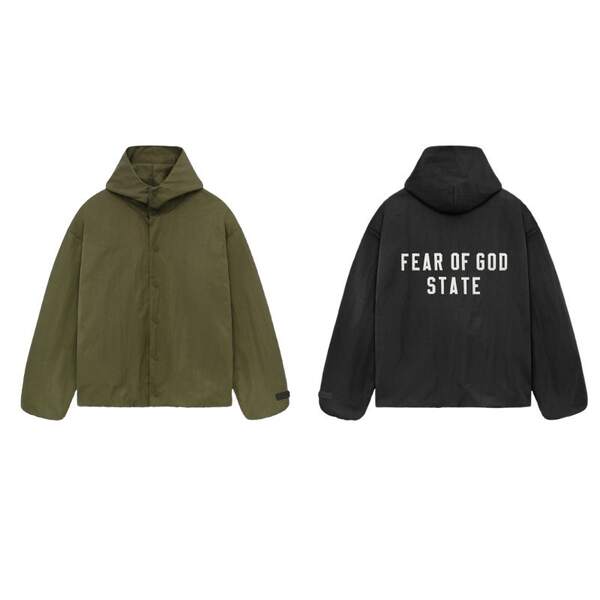 [FearofGod] 피어오브갓 에센셜 텍스쳐드 나일론 후드 코치스 자켓 밀리터리