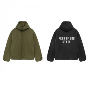 [FearofGod] 피어오브갓 에센셜 텍스쳐드 나일론 후드 코치스 자켓 밀리터리