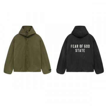 [FearofGod] 피어오브갓 에센셜 텍스쳐드 나일론 후드 코치스 자켓 밀리터리