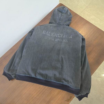 [Balenciaga] 발렌시아가 로고 데님 후드 자켓