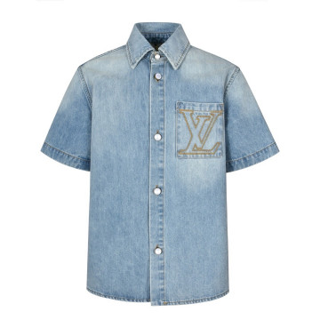 [LouisVuitton] 루이비통  LV로고 쇼트 슬리브드 반팔 데님 셔츠