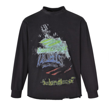 [Balenciaga] 발렌시아가 Diy 임프린트 크롭 롱 슬리브 티셔츠 페이드
